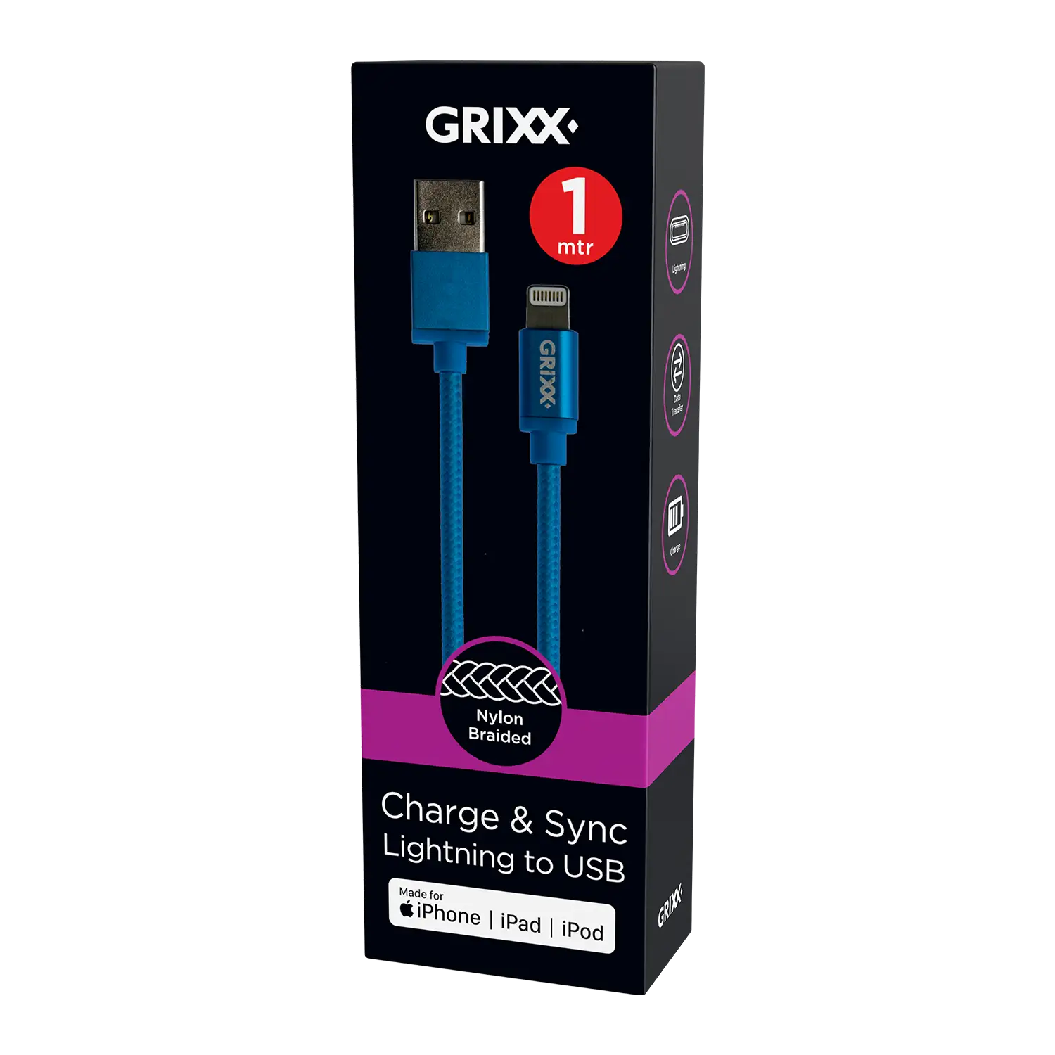 1 meter Blauw Lightning naar USB-A Kabel