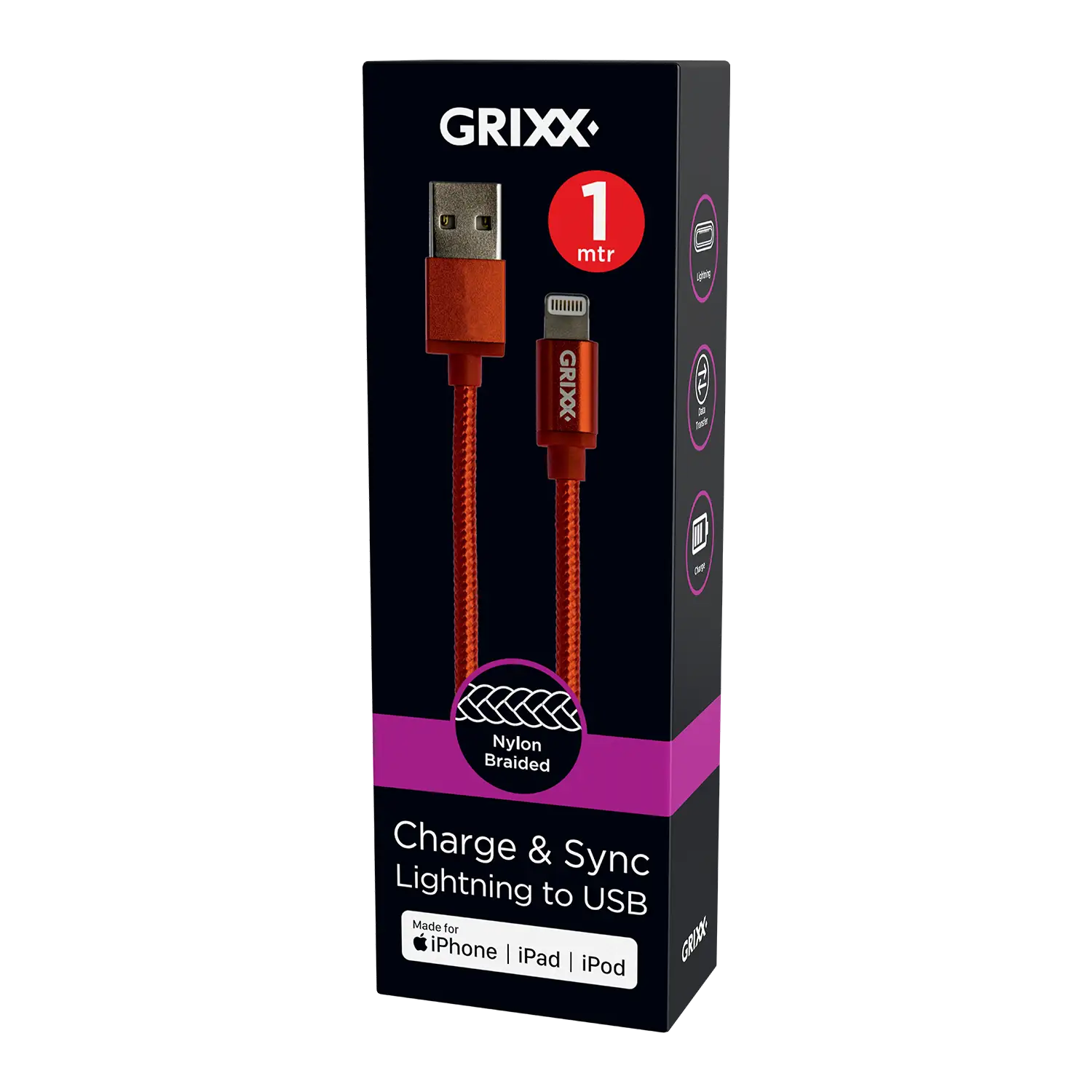 1 meter Rood Lightning naar USB-A Kabel