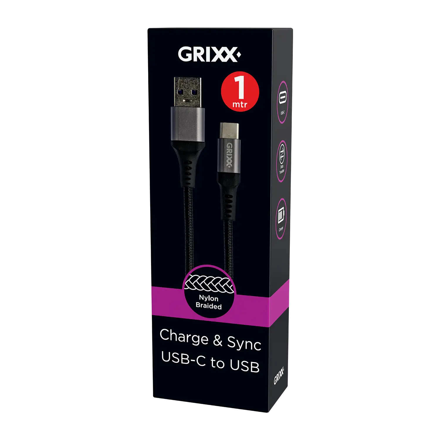 1 meter zwart USB-C naar USB-A Kabel