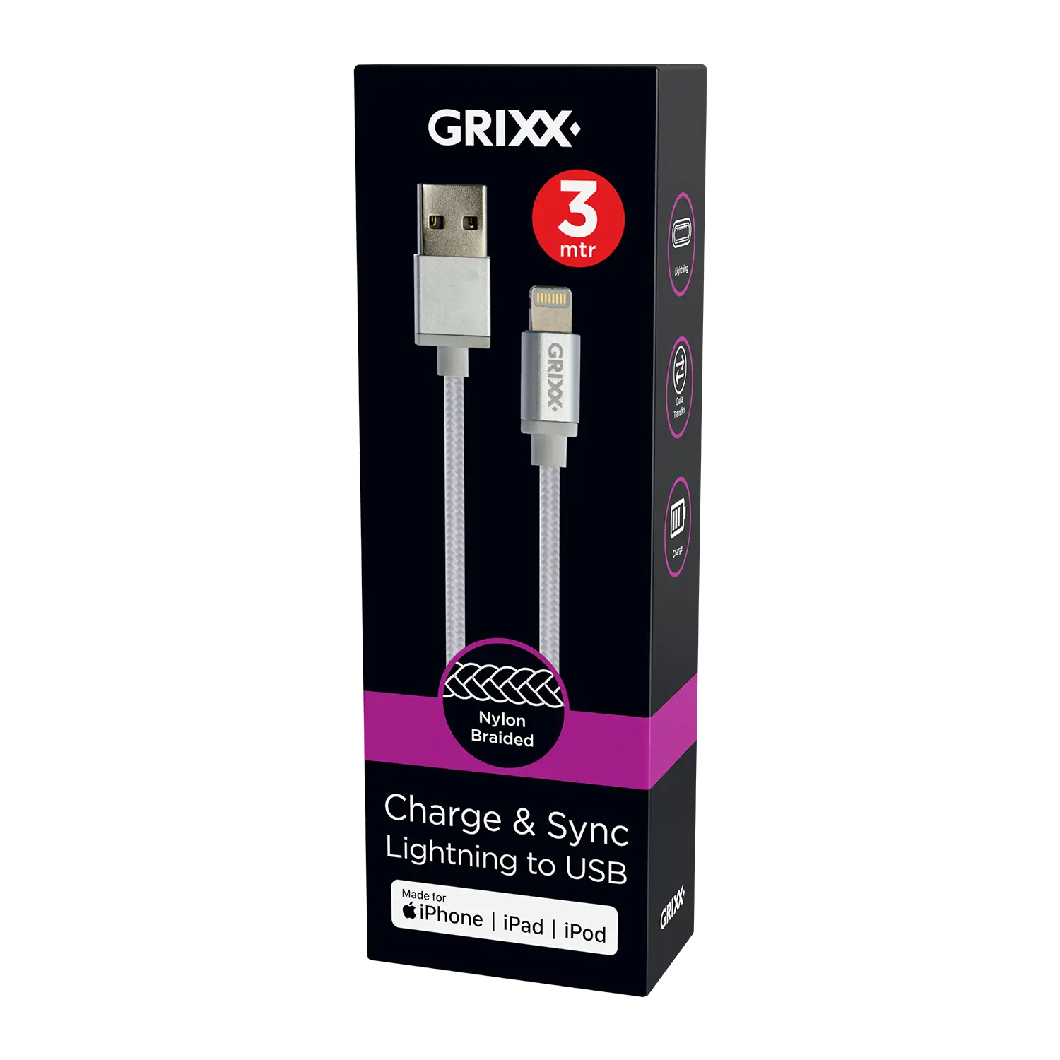 3 meter Wit Lightning naar USB-A Kabel