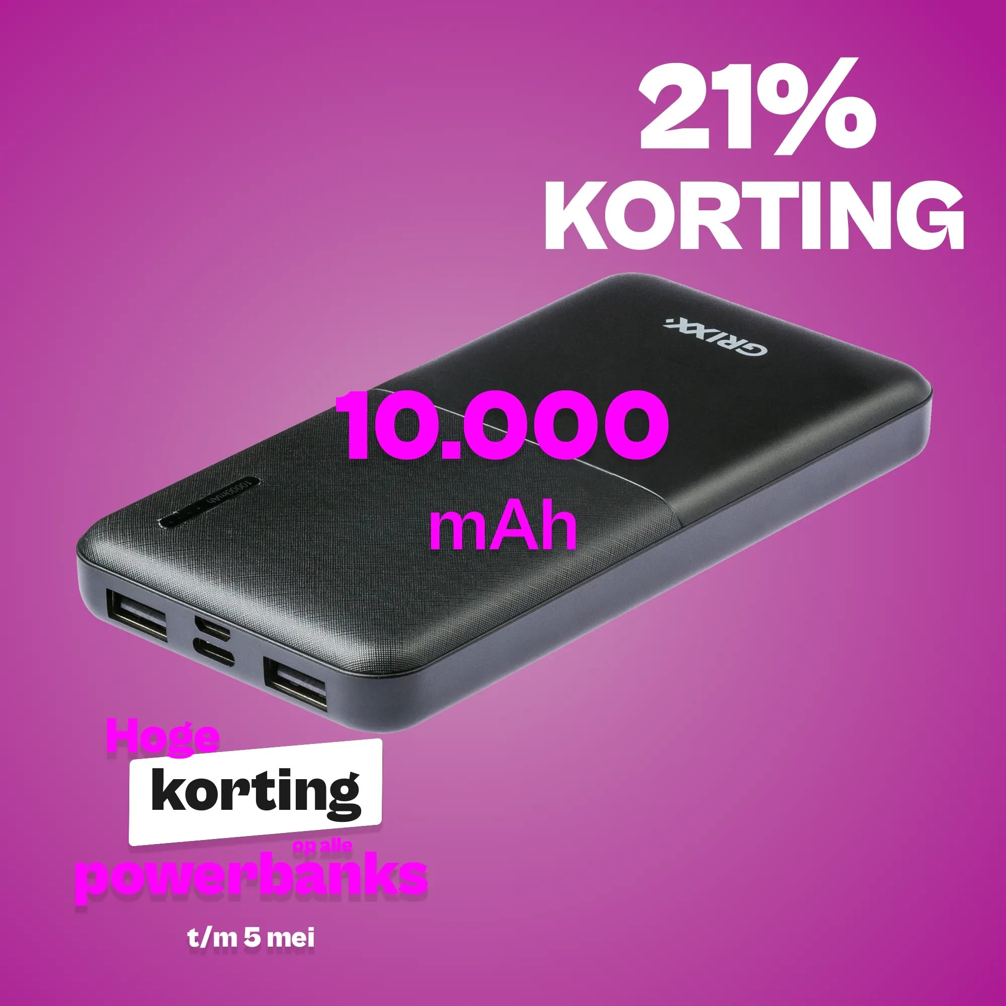 Grixx Powerbank 10000mAh fast charging
