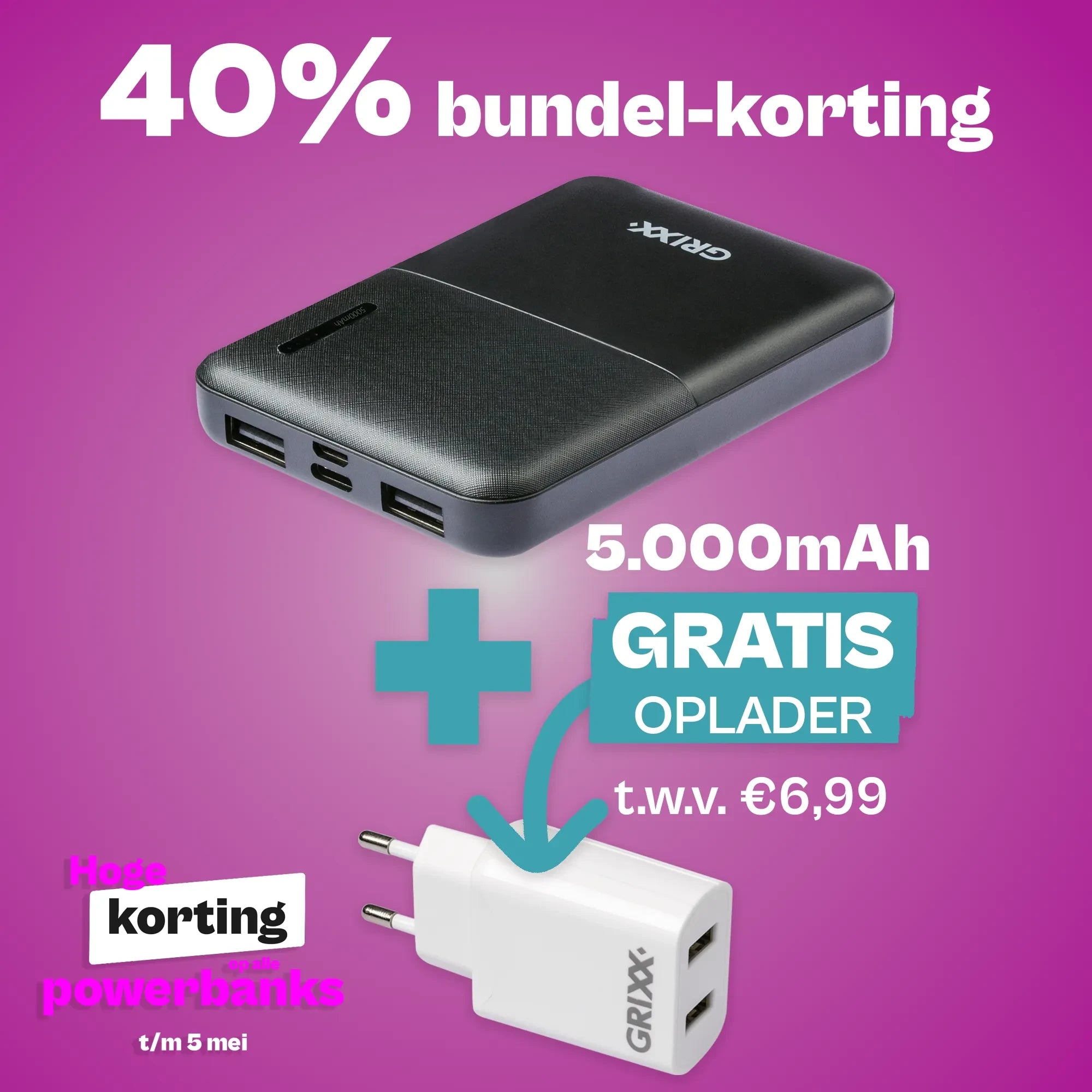 Grixx Powerbank 5000 mAh: Your Compact Powerhouse
