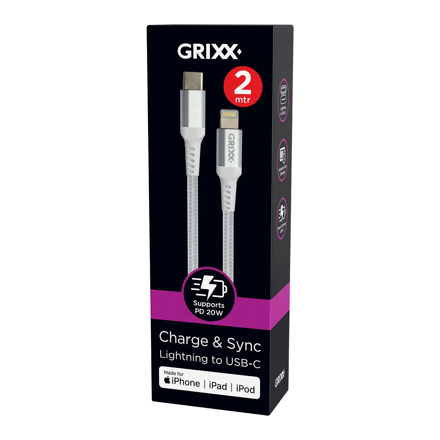 2 meter Lightning naar USB-C Kabel