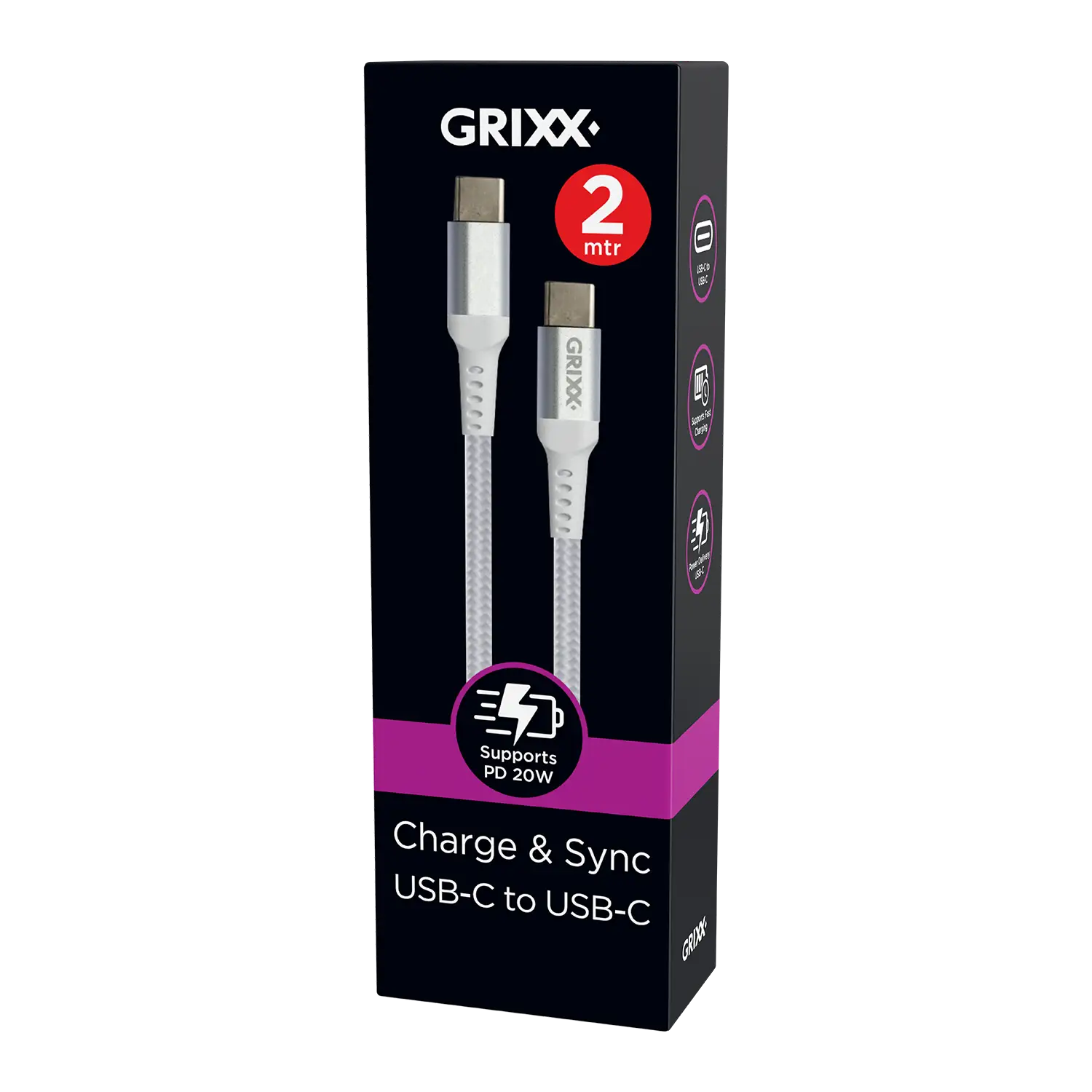 2 meter USB-C naar USB-C Kabel