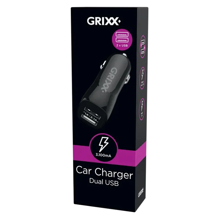 Grixx Autolader, Dual USB 3.1A, twee USB-poorten