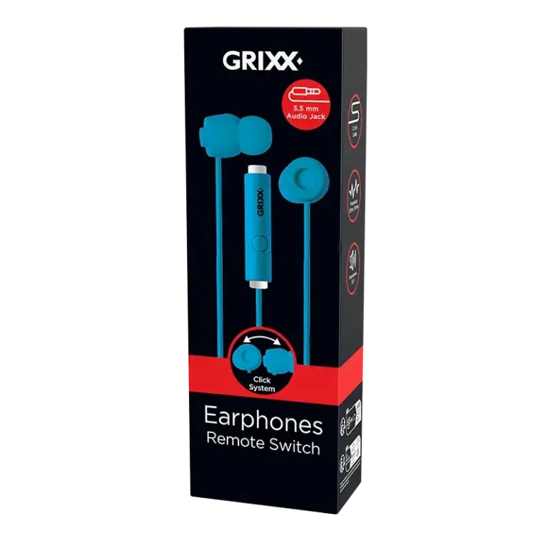 Grixx Koptelefoon Bedraad In-Ear Color, Ingebouwde microfoon, Click systeem
