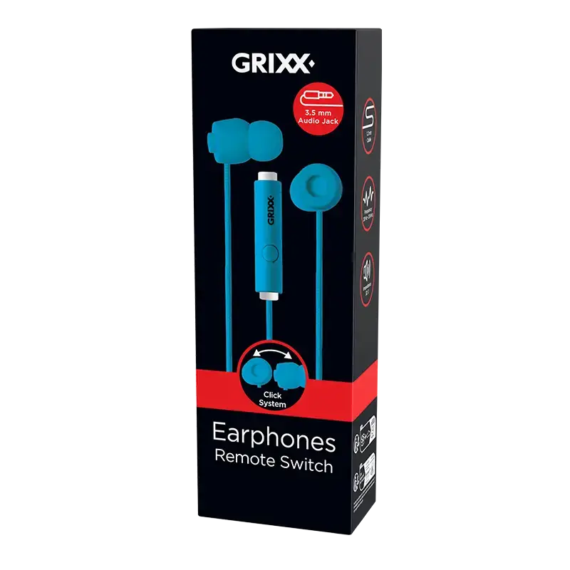 Grixx Koptelefoon Bedraad In-Ear Color, Ingebouwde microfoon, Click systeem