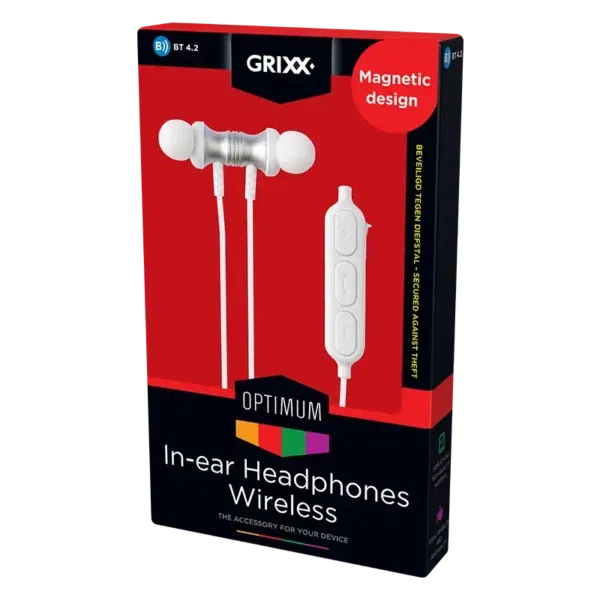 Grixx Koptelefoon Bluetooth In-Ear Click-Series Wit