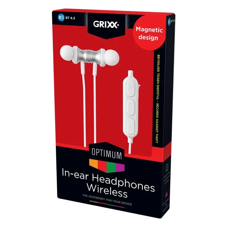 Grixx Koptelefoon Bluetooth In-Ear Click-Series Wit