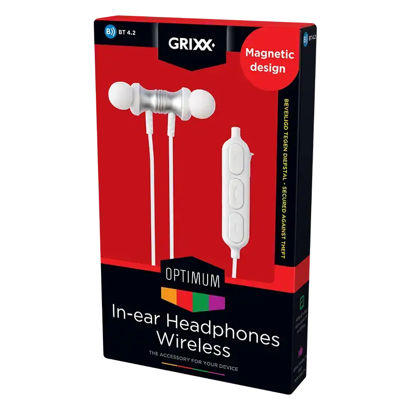 Grixx Koptelefoon Bluetooth In-Ear Click-Series Wit