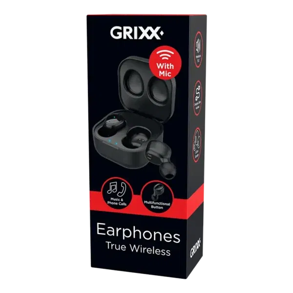 Grixx Koptelefoon Bluetooth In-Ear TWS Black, True Wireless, Draadloos