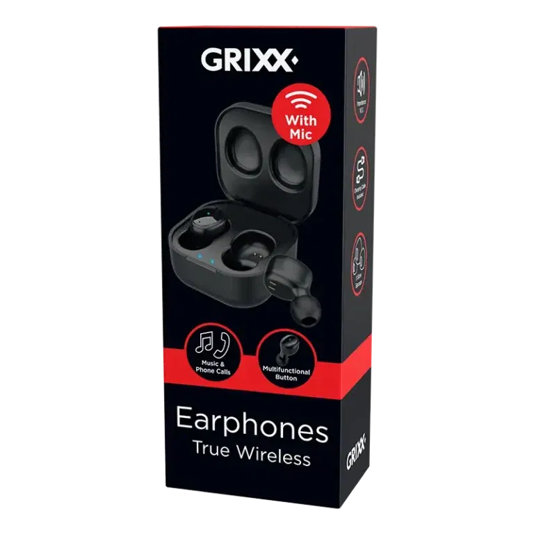 Grixx Koptelefoon Bluetooth In-Ear TWS Black, True Wireless, Draadloos
