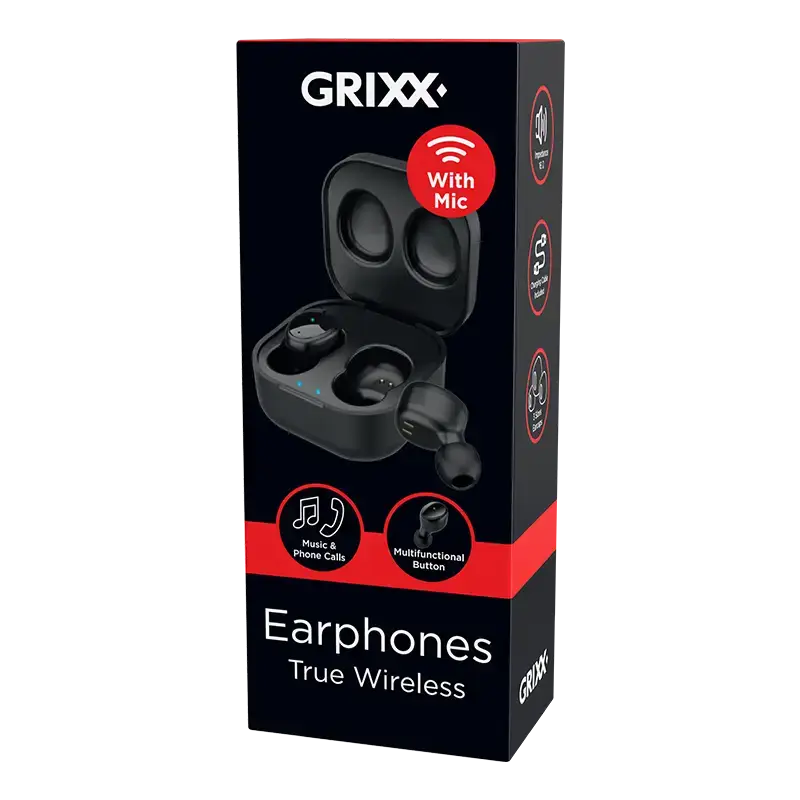 Grixx Koptelefoon Bluetooth In-Ear TWS Black, True Wireless, Draadloos