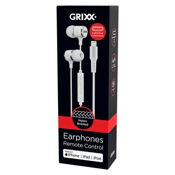Grixx Koptelefoon Lightning In-Ear MFI, Apple, handsfree bellen, noice cancelling