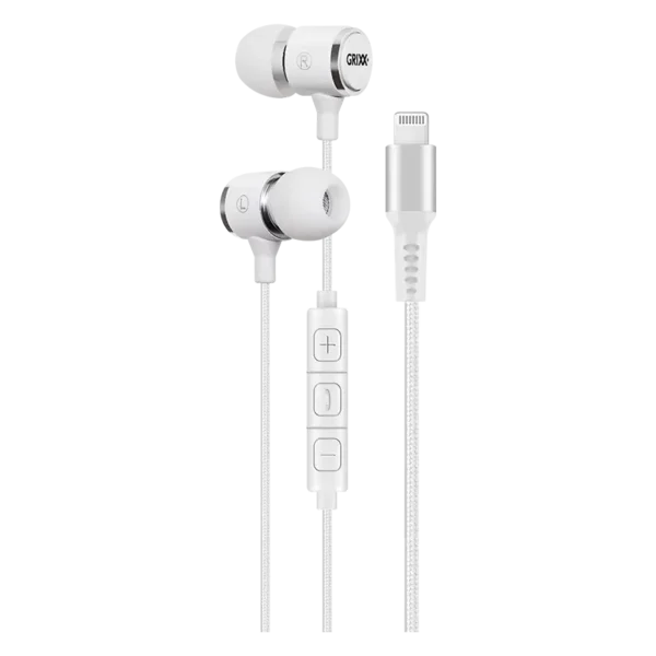 Grixx Koptelefoon Lightning In-Ear MFI, Apple, handsfree bellen, noice cancelling
