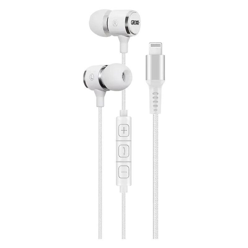 Grixx Koptelefoon Lightning In-Ear MFI, Apple, handsfree bellen, noice cancelling
