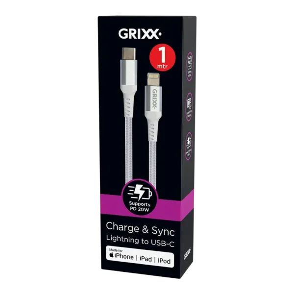 Grixx Lightning naar USB-C Kabel MFI