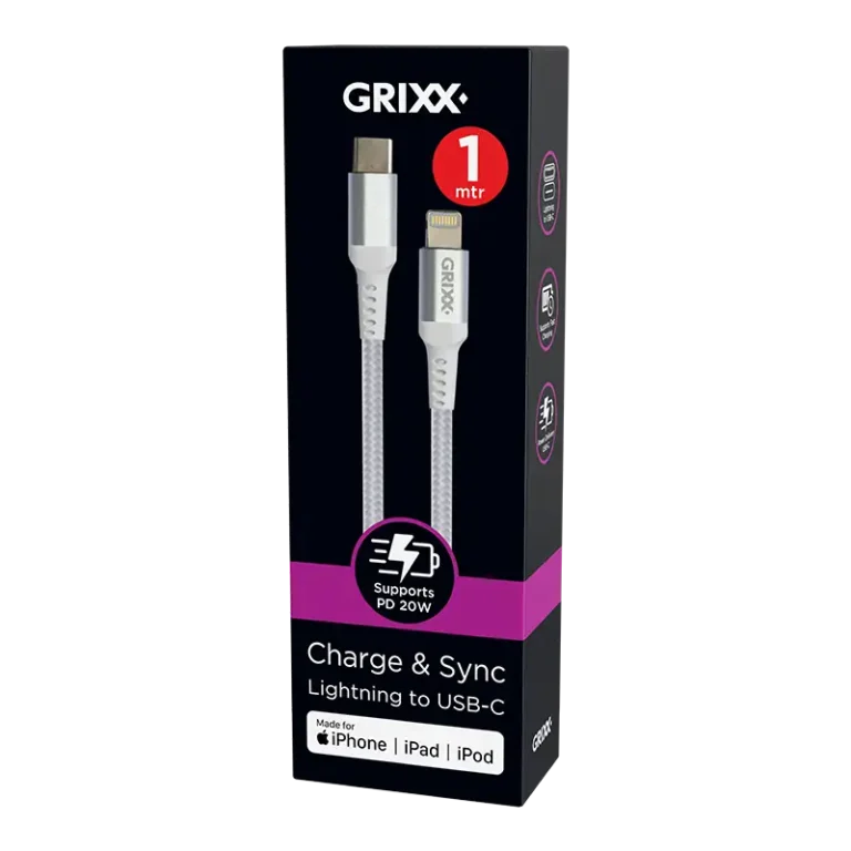 Grixx Lightning naar USB-C Kabel MFI