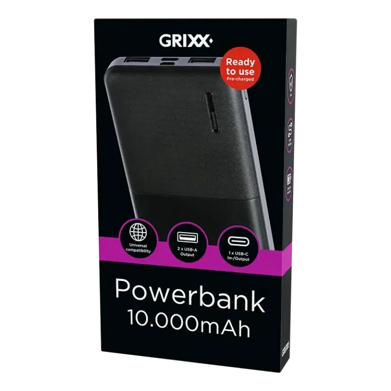 Grixx Powerbank 10.000 mAh