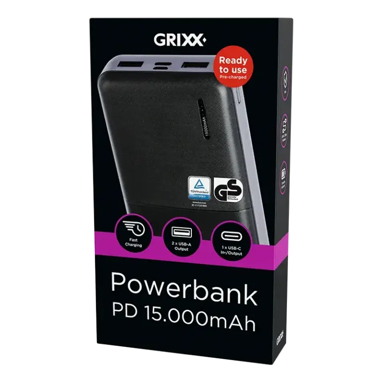 Grixx Powerbank 15.000 mAh