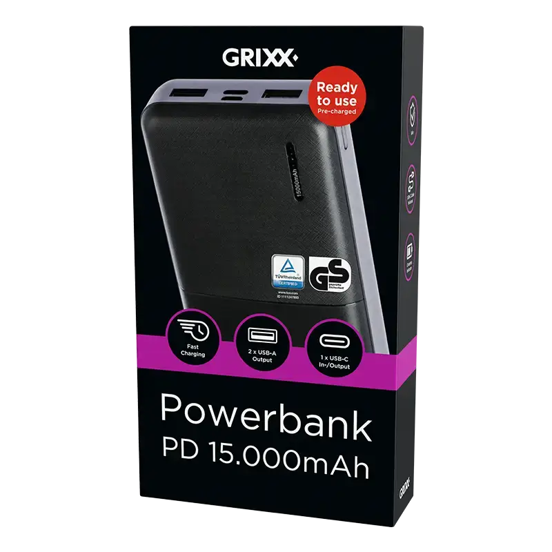 Grixx Powerbank 15.000 mAh