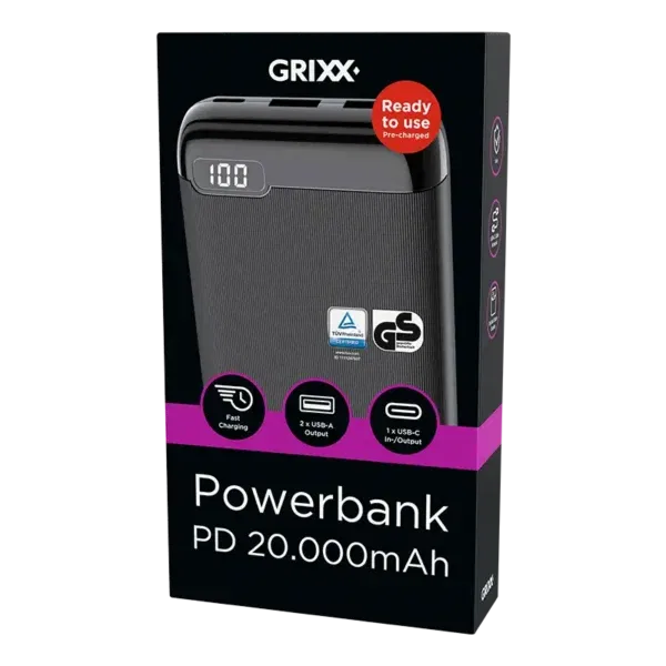 Grixx Powerbank 20.000 mAh