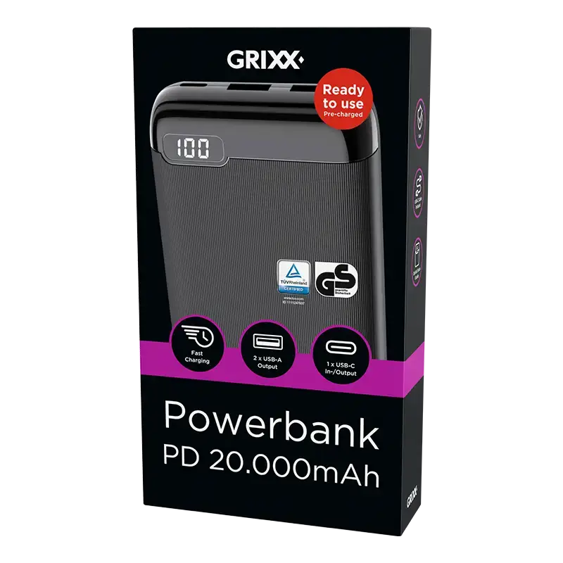 Grixx Powerbank 20.000 mAh