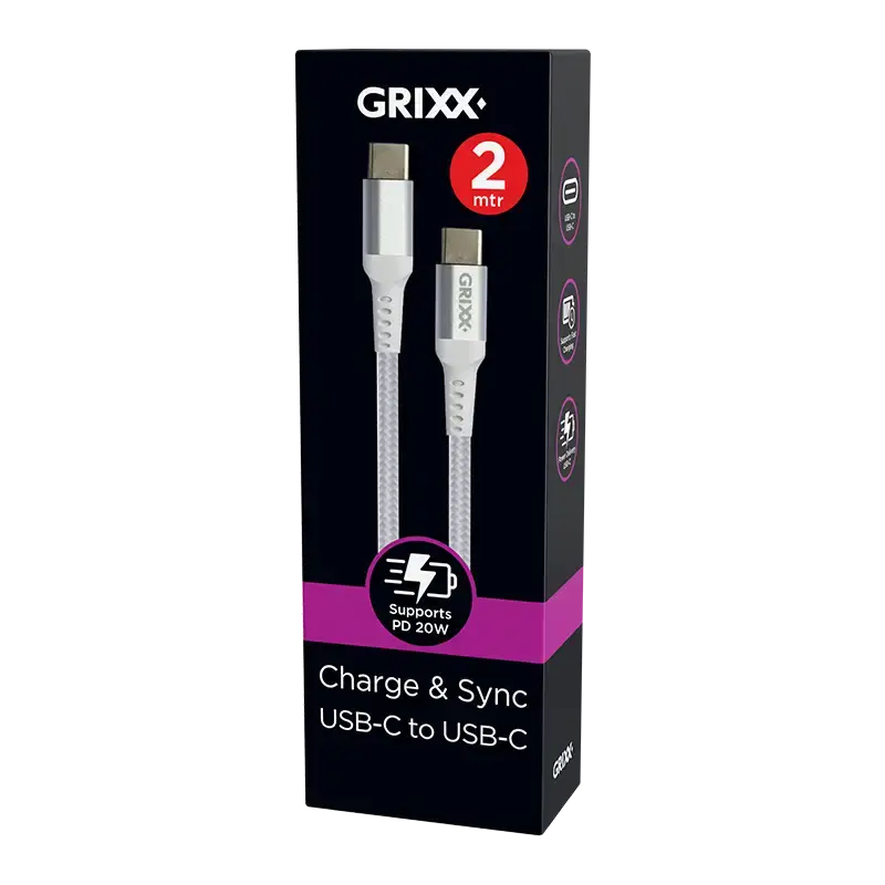 Grixx USB-C naar USB-C Kabel