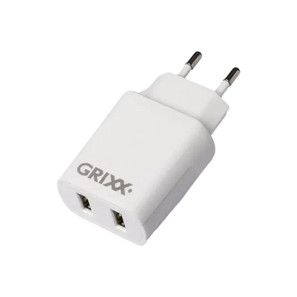 Grixx Oplader, 2x USB-A, Muurlader, Wallcharger