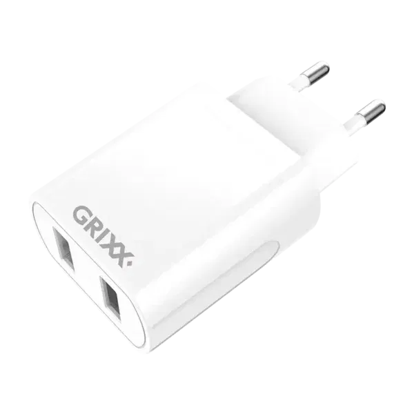 Grixx Oplader, 2x USB-A, Muurlader, Wallcharger